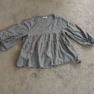 Max Studio Black & White Gingham Top